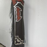 Bull Riding Chaps, brown & silver with Carved Initiales