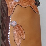 Swarovski Crystals Conchos and spots, Feather carving