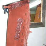 cutting horse chaps, basket, initial & lace down the leg